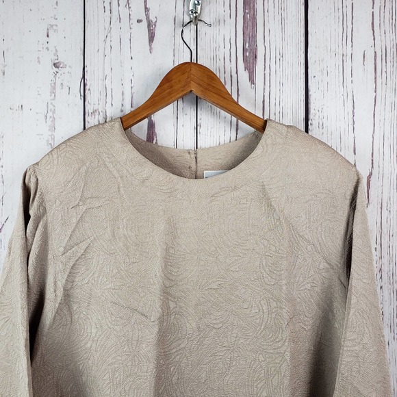 Ship N Shore Vintage Blouse Womens Size 22W Short Sleeve Floral Beige - Picture 2 of 7